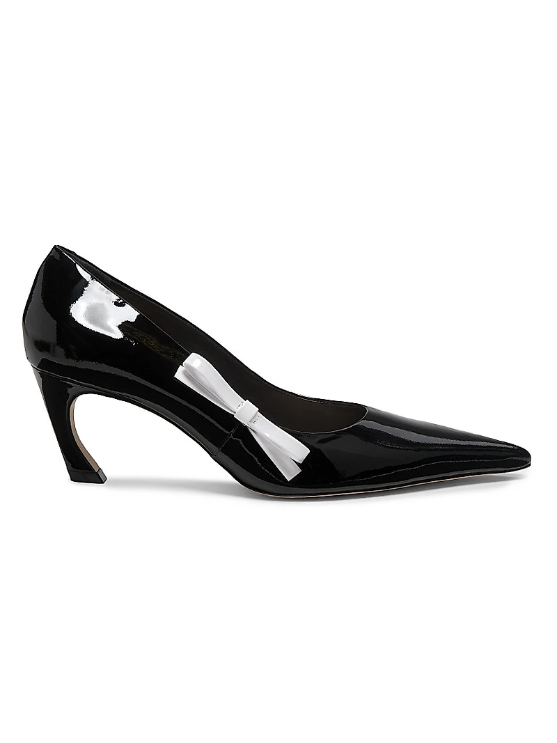 65MM Contrast Bow-Detail Patent Leather Pumps
