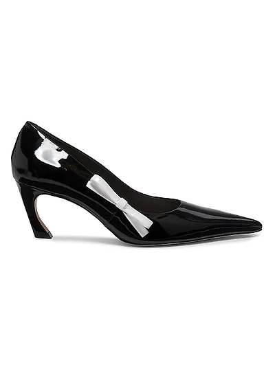 65MM Contrast Bow-Detail Patent Leather Pumps