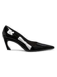 65MM Contrast Bow-Detail Patent Leather Pumps