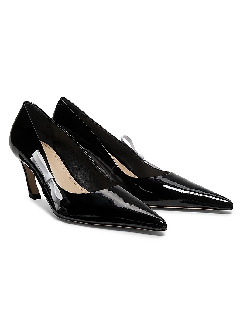 65MM Contrast Bow-Detail Patent Leather Pumps