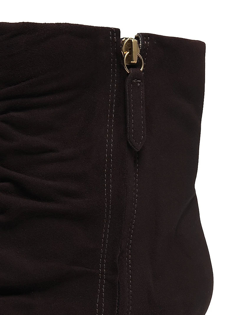 Ruched Suede Booties