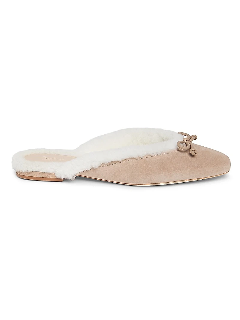 Shearling-Lined Suede Mules