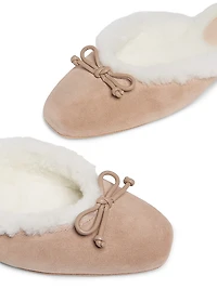 Shearling-Lined Suede Mules