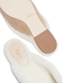 Shearling-Lined Suede Mules