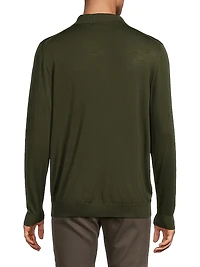 Wool Long-Sleeve Polo Shirt