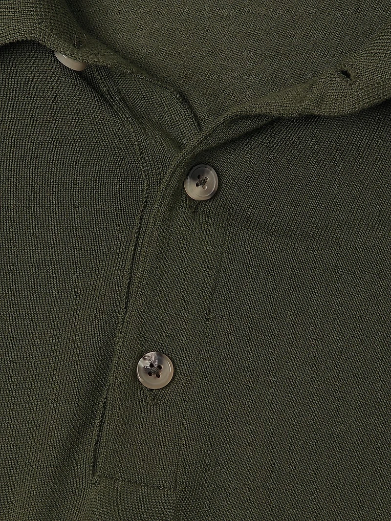Wool Long-Sleeve Polo Shirt