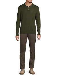 Wool Long-Sleeve Polo Shirt
