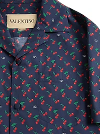 Cotton Poplin Bowling Shirt with Cherryfic Print