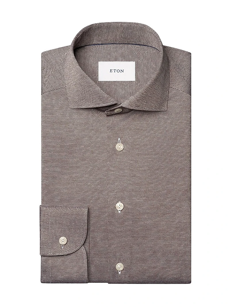 Contemporary-Fit Solid Jacquard Cotton Jersey Shirt