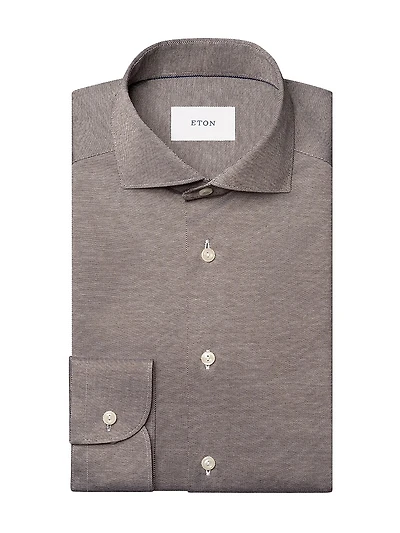 Contemporary-Fit Solid Jacquard Cotton Jersey Shirt