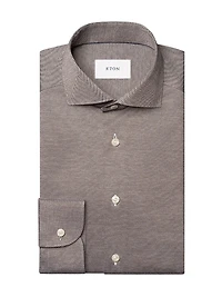 Contemporary-Fit Solid Jacquard Cotton Jersey Shirt