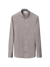 Contemporary-Fit Solid Jacquard Cotton Jersey Shirt