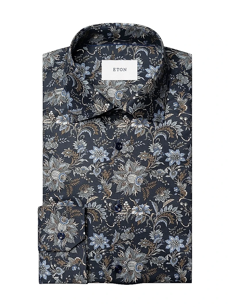 Slim-Fit Floral Cotton Twill Shirt