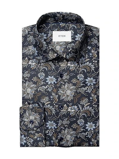 Slim-Fit Floral Cotton Twill Shirt