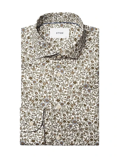 Floral Cotton Slim-Fit Dress Shirt
