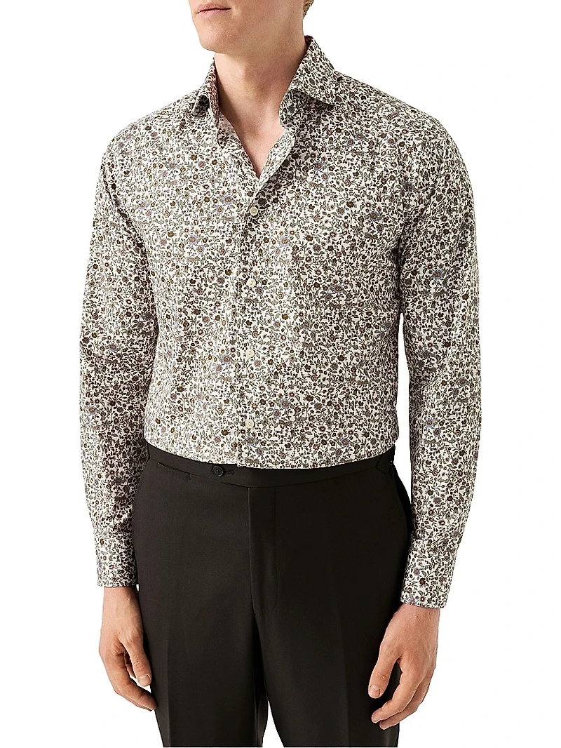 Floral Cotton Slim-Fit Dress Shirt
