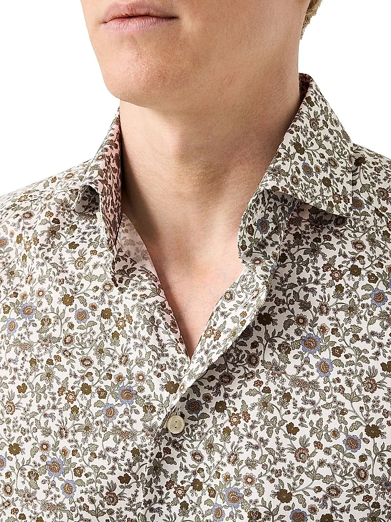 Floral Cotton Slim-Fit Dress Shirt