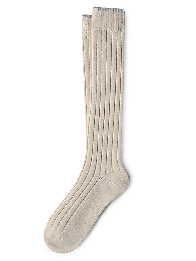 Cashmere Chiné Rib Knit Socks