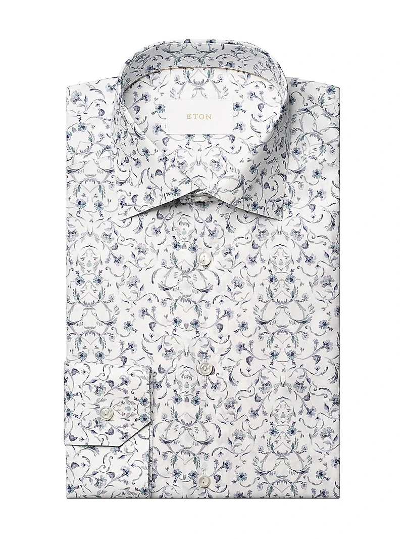 Contemporary-Fit Floral Button-Front Shirt