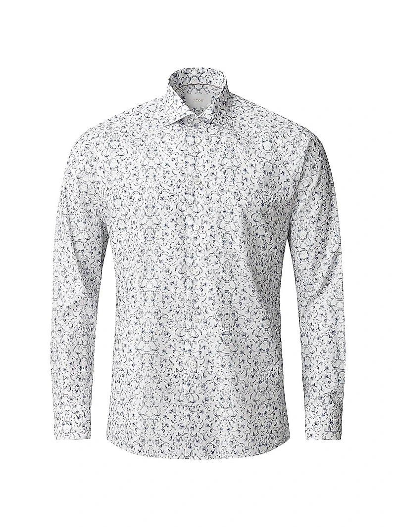 Contemporary-Fit Floral Button-Front Shirt