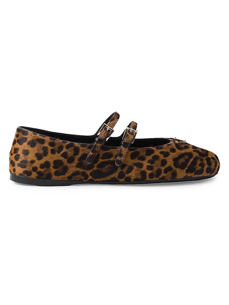 Printed Leather Ballerinas