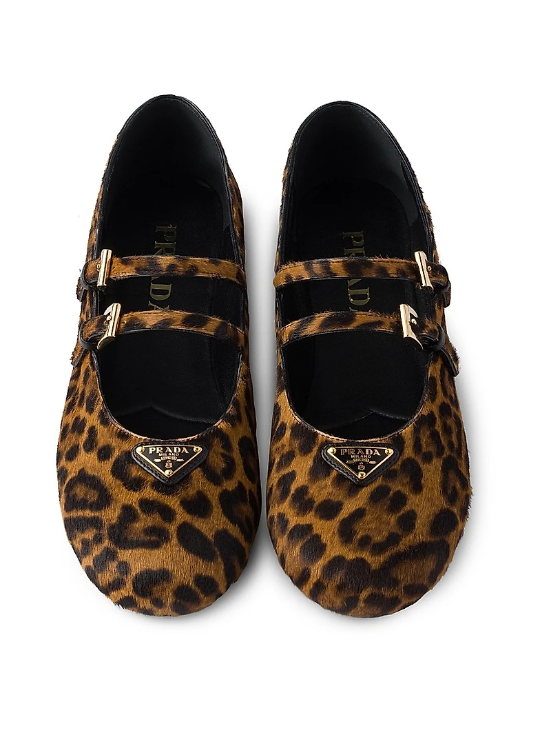 Printed Leather Ballerinas