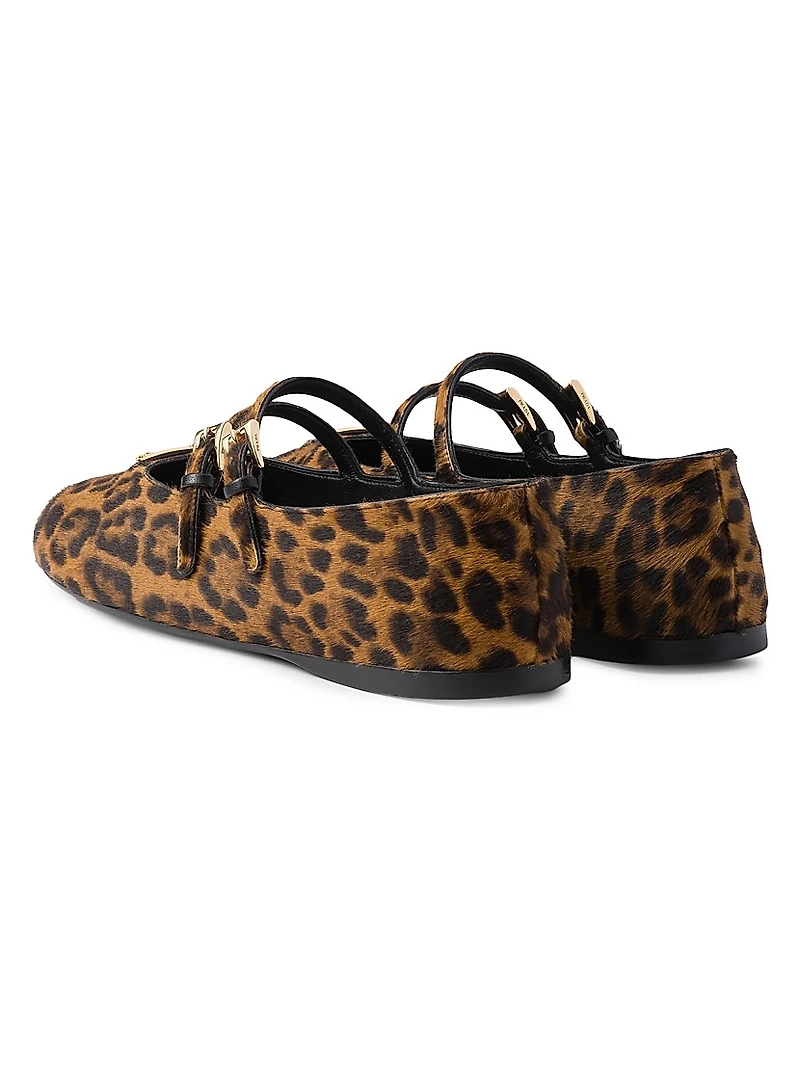 Printed Leather Ballerinas