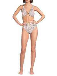 Iona Floral Tortoise Ring Bikini Top