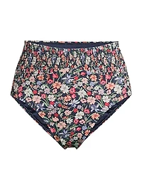 Marin Smocked High-Rise Bikini Bottom