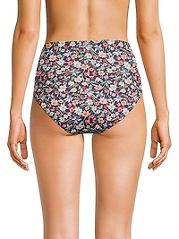 Marin Smocked High-Rise Bikini Bottom