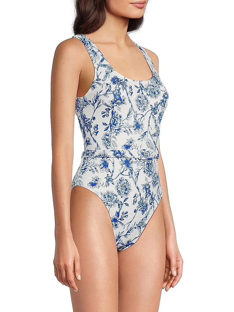 Fayra Floral Belted One-Piece Swimsuit