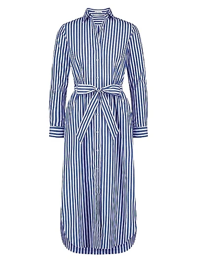 Leona Striped Cotton Midi-Shirtdress