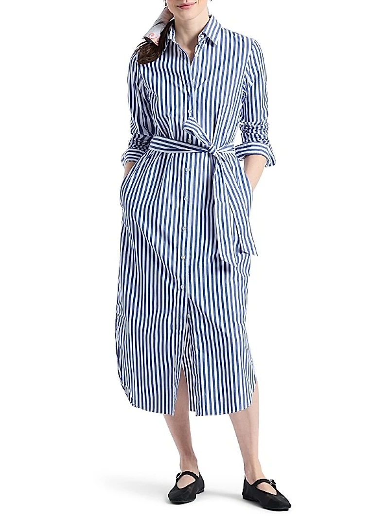 Leona Striped Cotton Midi-Shirtdress