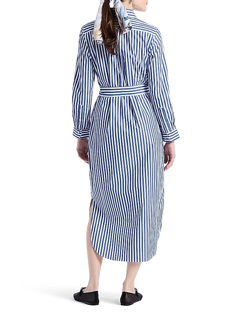 Leona Striped Cotton Midi-Shirtdress