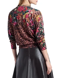 Evelyn Leopard & Floral Cotton-Silk Sweater