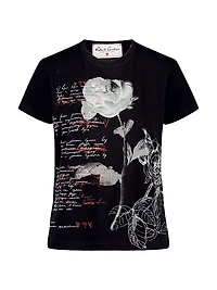 Petal Pages Embroidered Cotton Jersey T-Shirt