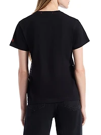 Petal Pages Embroidered Cotton Jersey T-Shirt