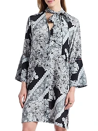 Brenna Printed Bell-Sleeve Minidress