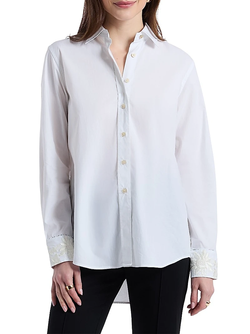 Carrie Embroidered Cotton Poplin Long-Sleeve Shirt