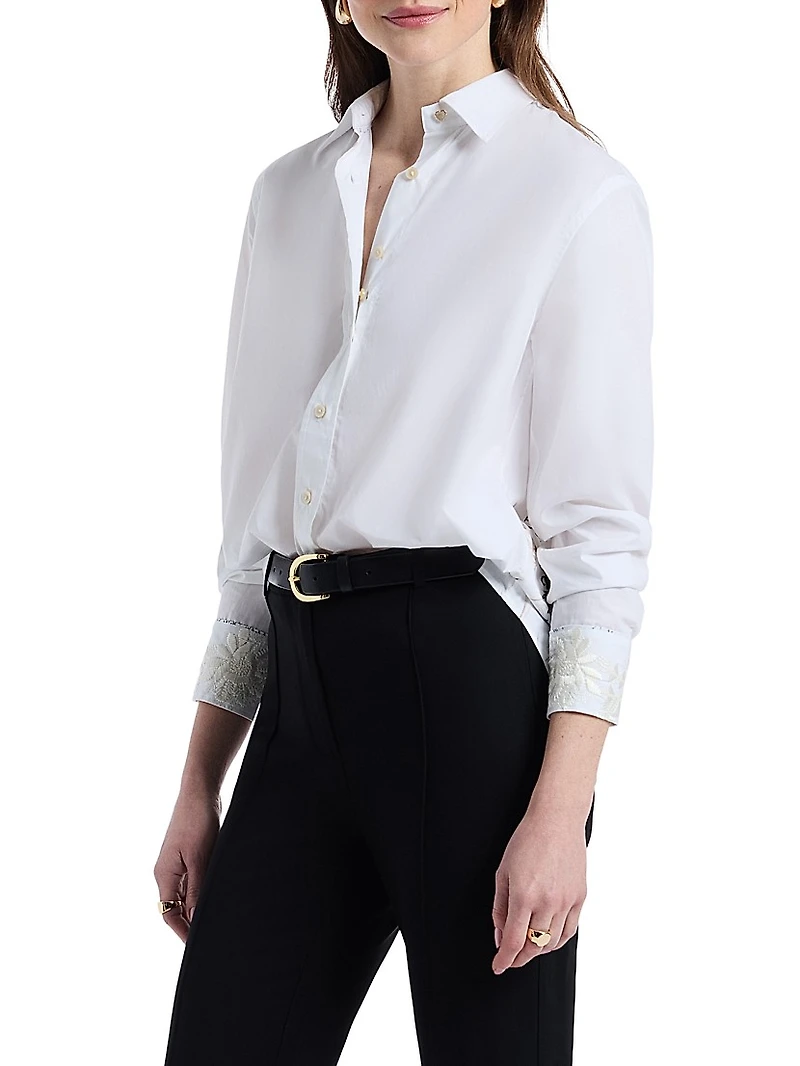 Carrie Embroidered Cotton Poplin Long-Sleeve Shirt