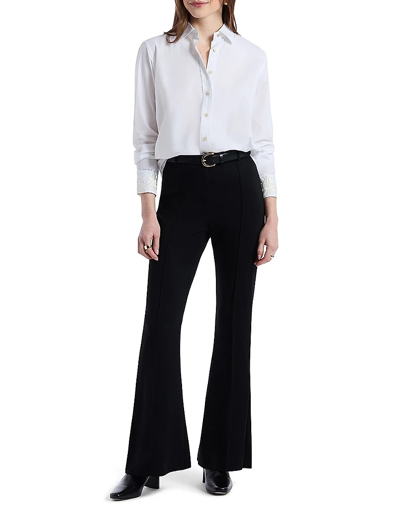 Carrie Embroidered Cotton Poplin Long-Sleeve Shirt