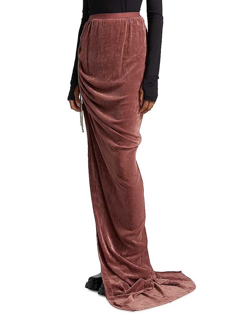 Edfu Velvet Drawstring Maxi Skirt