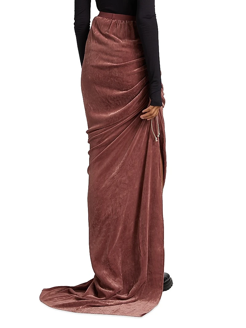 Edfu Velvet Drawstring Maxi Skirt