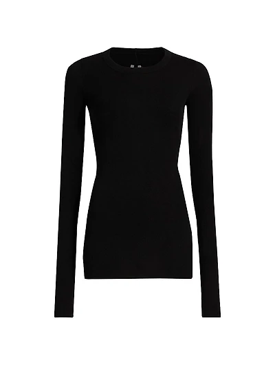 Longline Rib-Knit T-Shirt