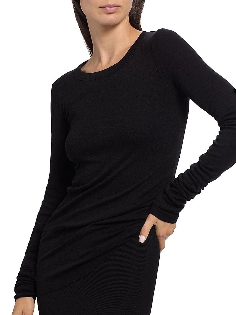 Longline Rib-Knit T-Shirt