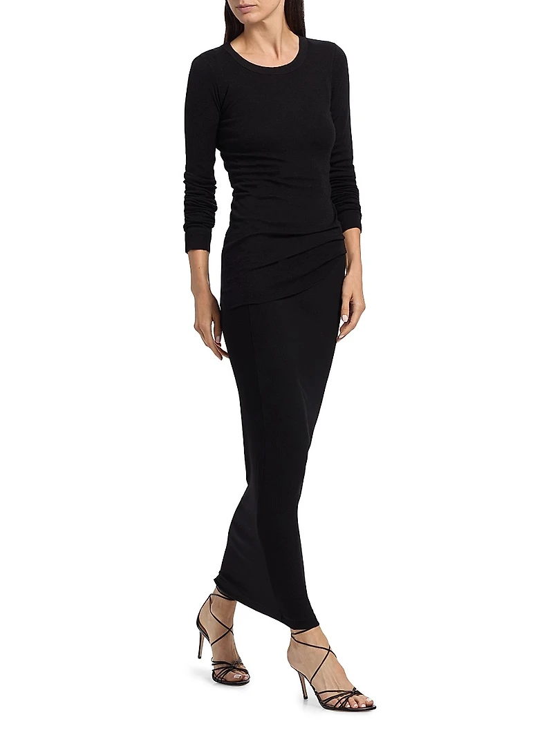 Longline Rib-Knit T-Shirt