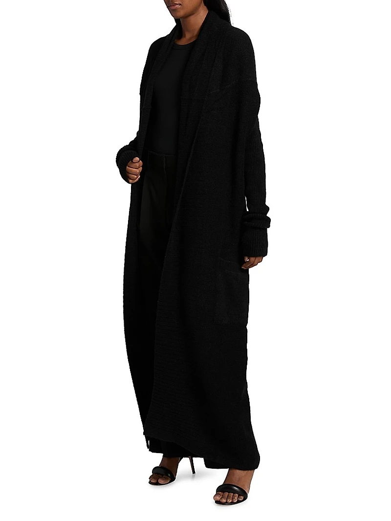 Shawl Collar Alpaca-Blend Long Cardigan