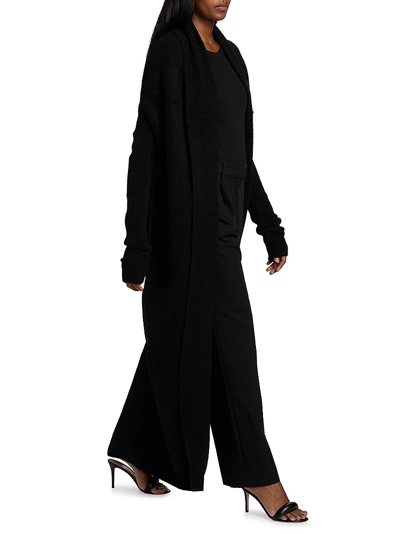 Shawl Collar Alpaca-Blend Long Cardigan