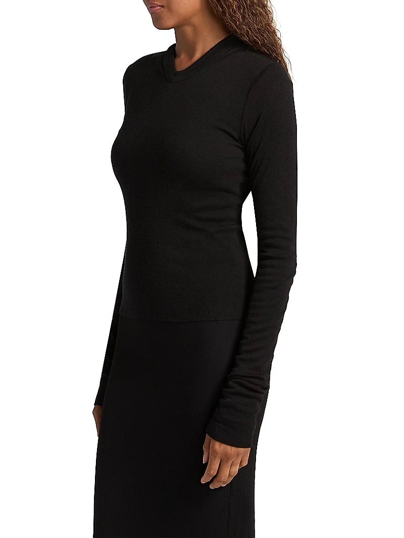 Hooded Rib-Knit Crop T-Shirt