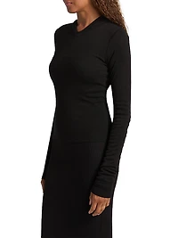 Hooded Rib-Knit Crop T-Shirt